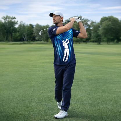 Custom Golf Polo Shirt Blue Performance Golf Shirt Personalized Name Athletic Polo