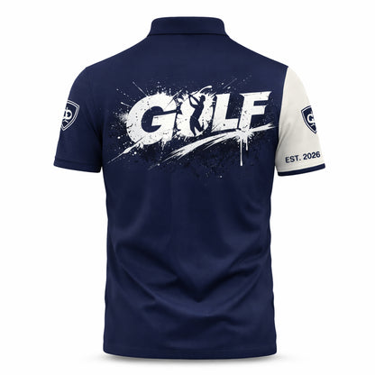 Custom Golf Polo Shirt Personalized Name Blue White Golf Swing Performance Polo Shirt for Men