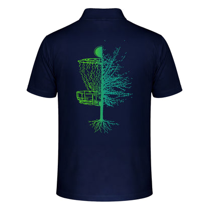 Custom Disc Golf Polo Shirt Glow Basket Design Personalized Name Performance Sports Polo