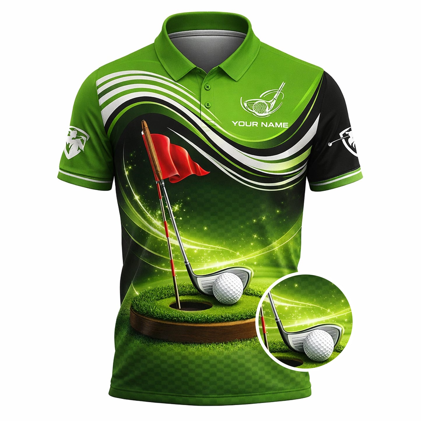 Personalized Golf Polo Shirt Custom Name Green Performance Golf Shirt Men Sport Polo