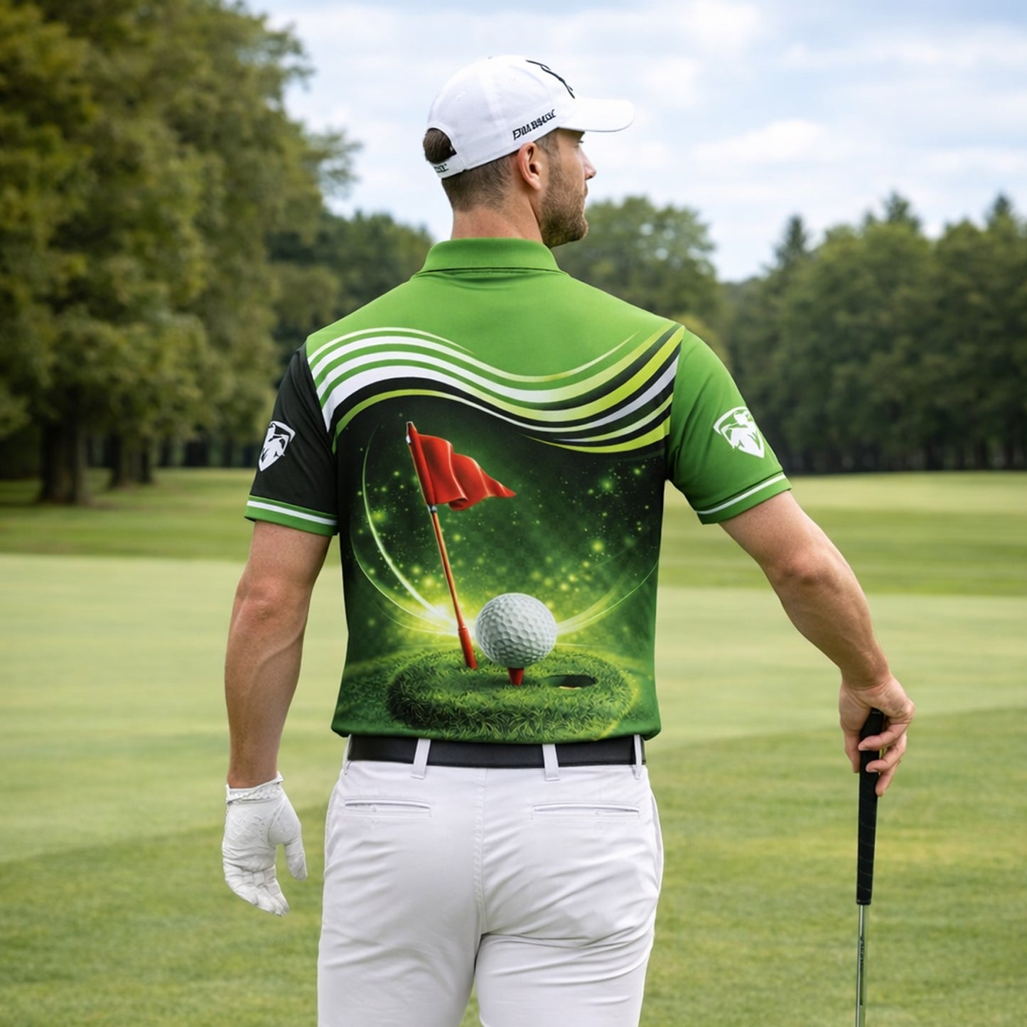 Personalized Golf Polo Shirt Custom Name Green Performance Golf Shirt Men Sport Polo