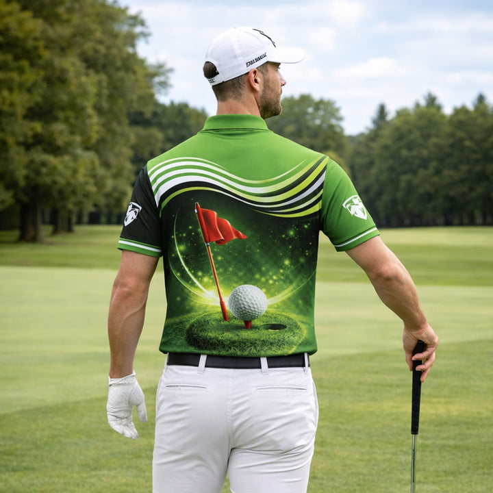 Personalized Golf Polo Shirt Custom Name Green Performance Golf Shirt Men Sport Polo