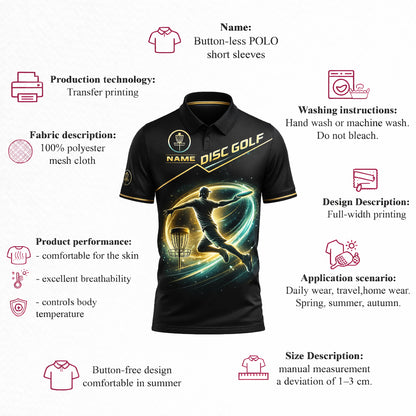 Personalized Disc Golf Polo Shirt Custom Name Performance Disc Golf Jersey