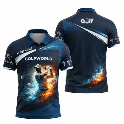 Personalized Golf Polo Shirt Custom Name Golfworld Performance Sports Shirt Breathable Athletic Tee