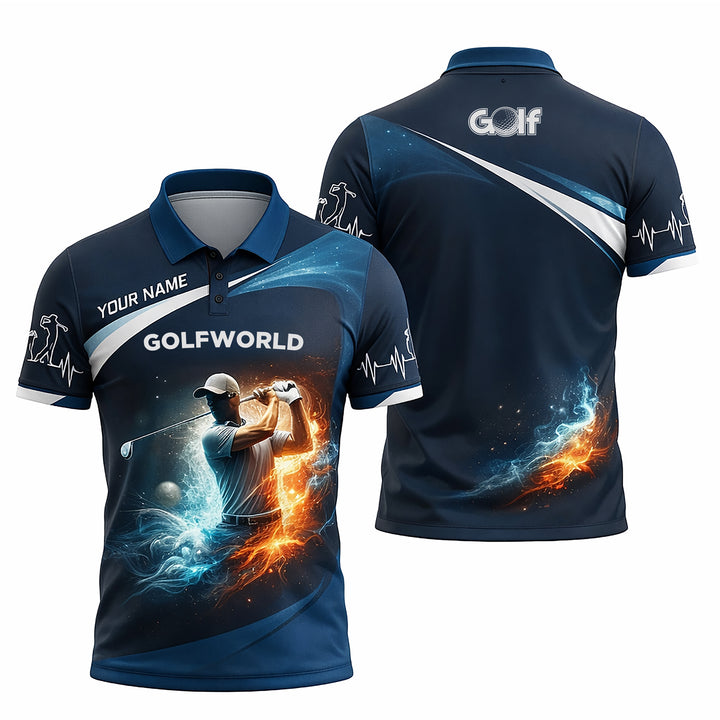 Personalized Golf Polo Shirt Custom Name Golfworld Performance Sports Shirt Breathable Athletic Tee