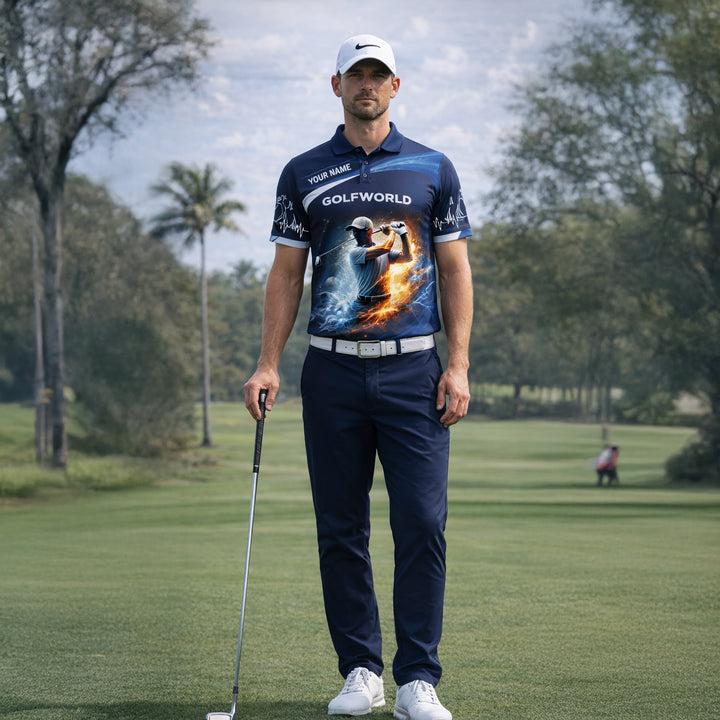 Personalized Golf Polo Shirt Custom Name Golfworld Performance Sports Shirt Breathable Athletic Tee