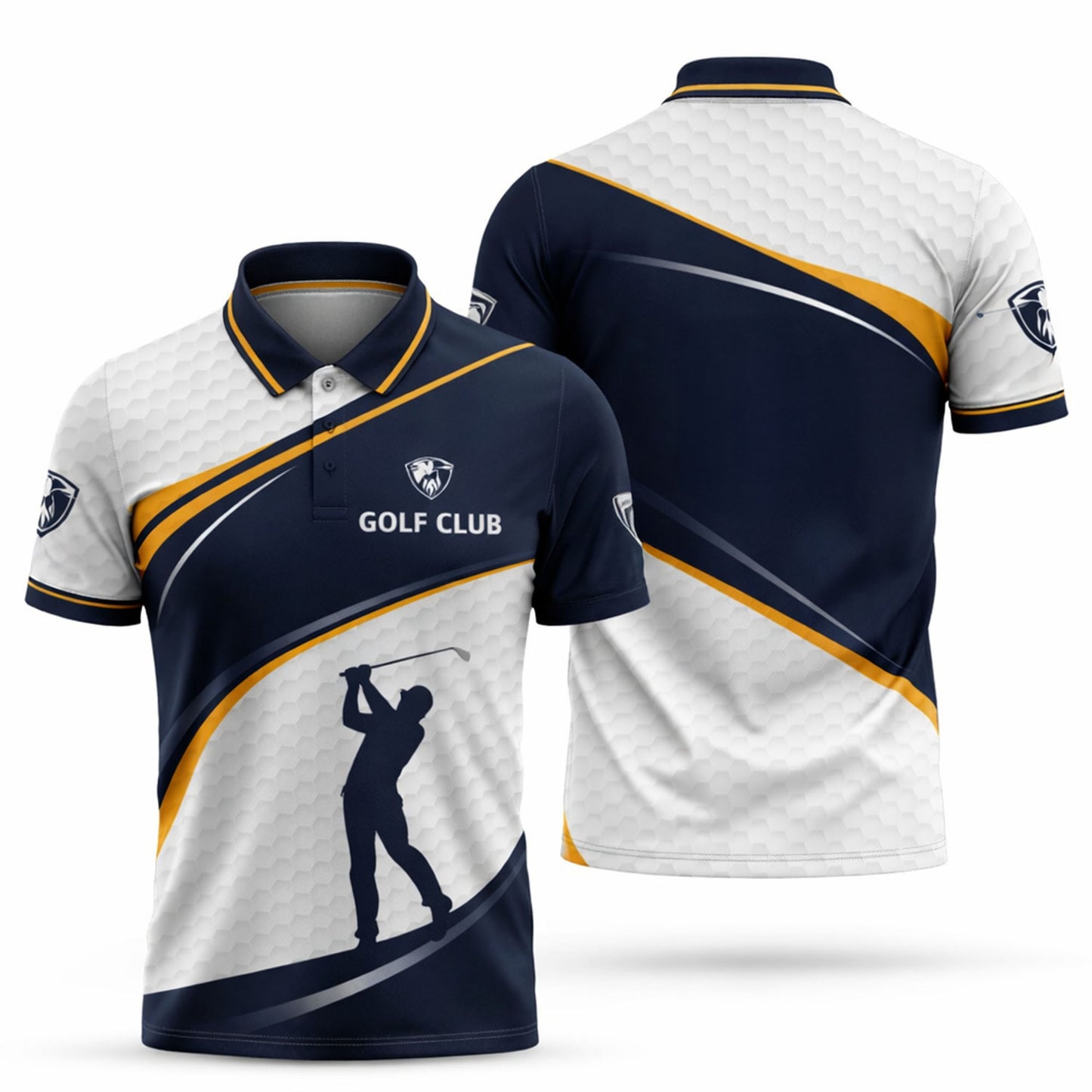 Golf Polo Shirt Men Performance Golf Club Shirt Navy White Athletic Polo Shirt