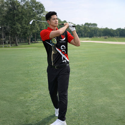 Custom Golf Polo Shirt Personalized Name Performance Golf Shirt Breathable Athletic Polo Black Red