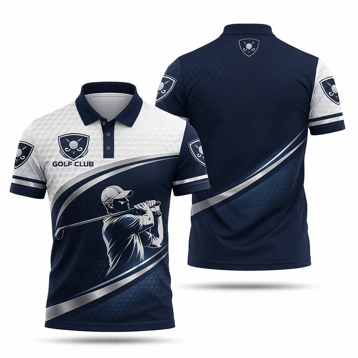 Golf Club Polo Shirt Men Women 3D Golfer Swing Performance All Over Print Sport Shirt