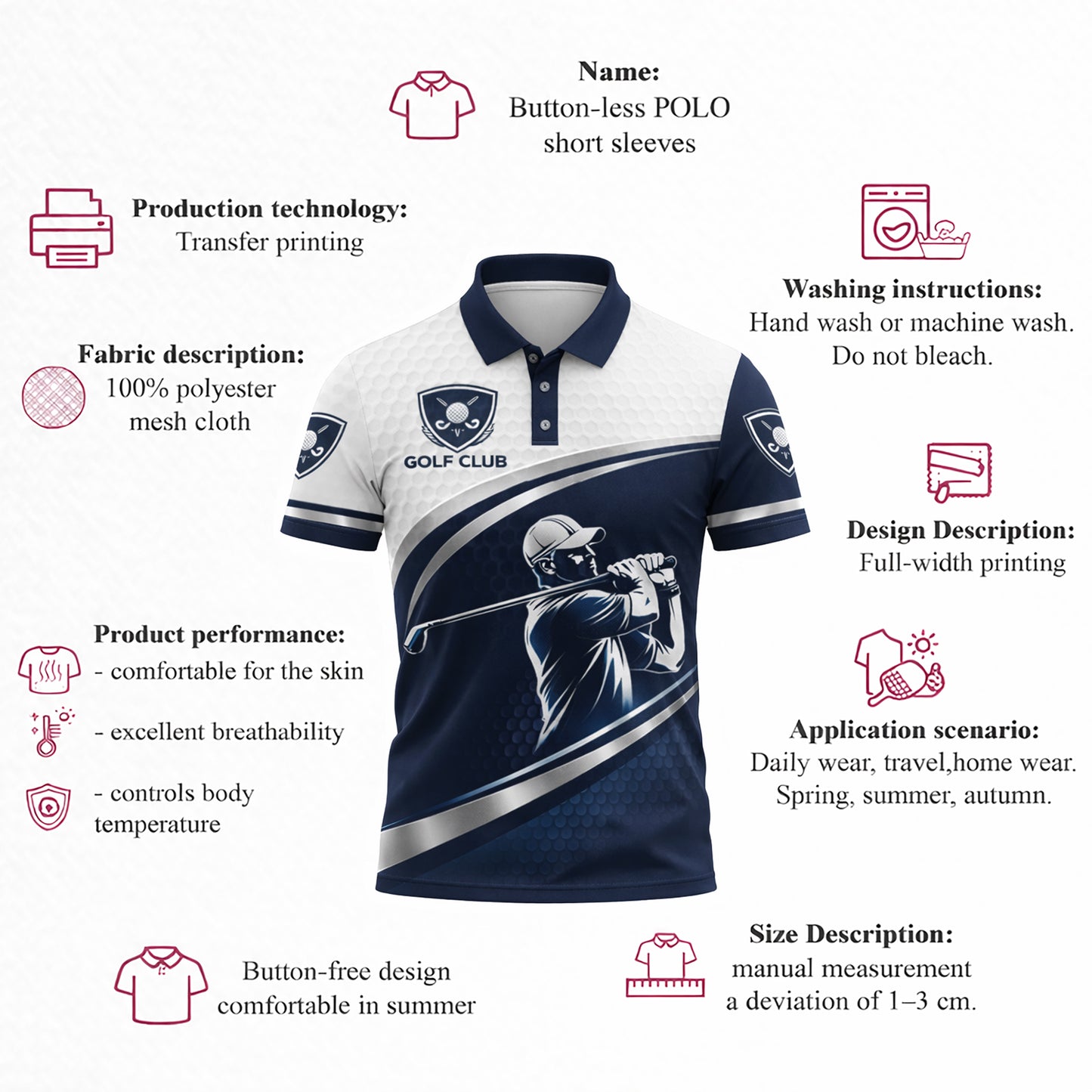 Golf Club Polo Shirt Men Women 3D Golfer Swing Performance All Over Print Sport Shirt