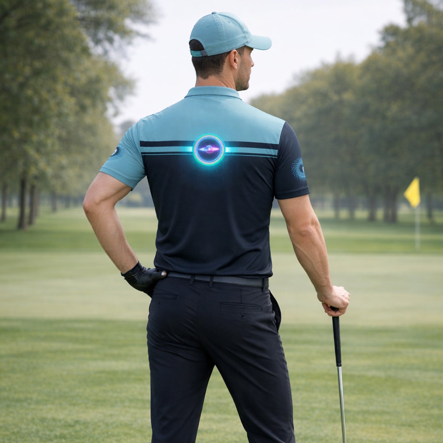 Custom Name Disc Golf Polo Shirt Neon Ring Basket Graphic Performance Polo Unisex