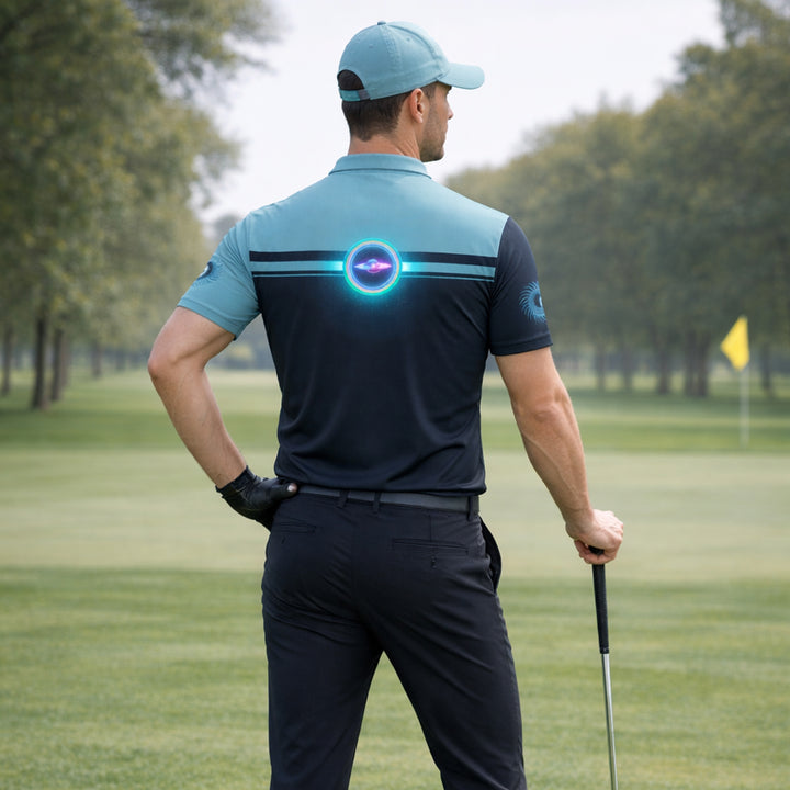 Custom Name Disc Golf Polo Shirt Neon Ring Basket Graphic Performance Polo Unisex