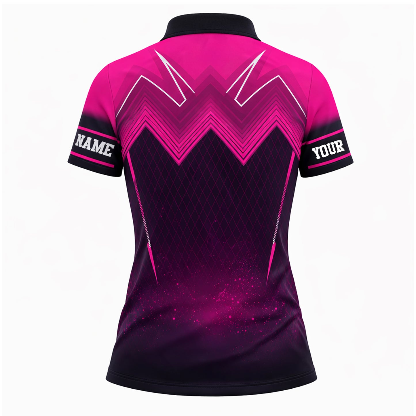 Women Pickleball Polo Shirt Custom Name Pink Black Sport Performance Polo Skirt Outfit Style