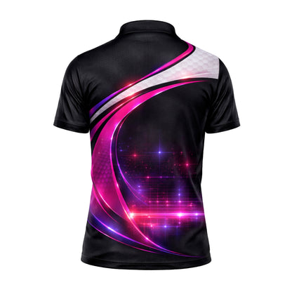 Women Golf Polo Shirt Personalized Name Neon Golf Player Performance Polo Pink Black Gradient