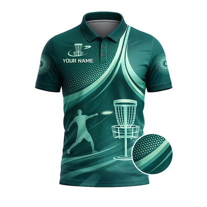 Disc Golf Polo Shirt Custom Name Frisbee Basket Player Performance All Over Print Sport Shirt