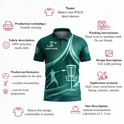 Disc Golf Polo Shirt Custom Name Frisbee Basket Player Performance All Over Print Sport Shirt