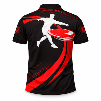 Disc Golf Polo Shirt Personalized Name Red Black Frisbee Player Performance Polo Unisex