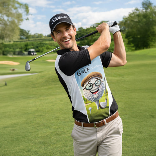 Funny Golf Polo Shirt Cartoon Golf Ball Grandpa Personalized Name Cute Golfer Performance Polo Men Women