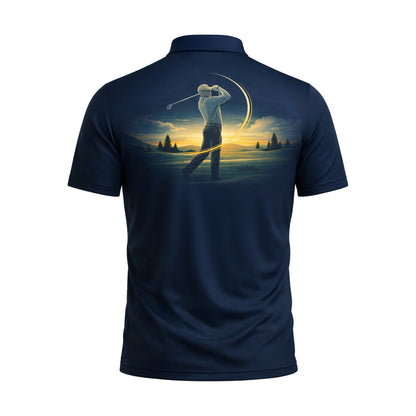 Golf Polo Shirt Personalized Name Scenic Golf Ball Hole Design Performance Shirt Unisex