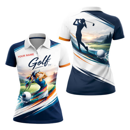 Women Golf Polo Shirt Personalized Name Golf Player Graphic Performance Polo Shirt