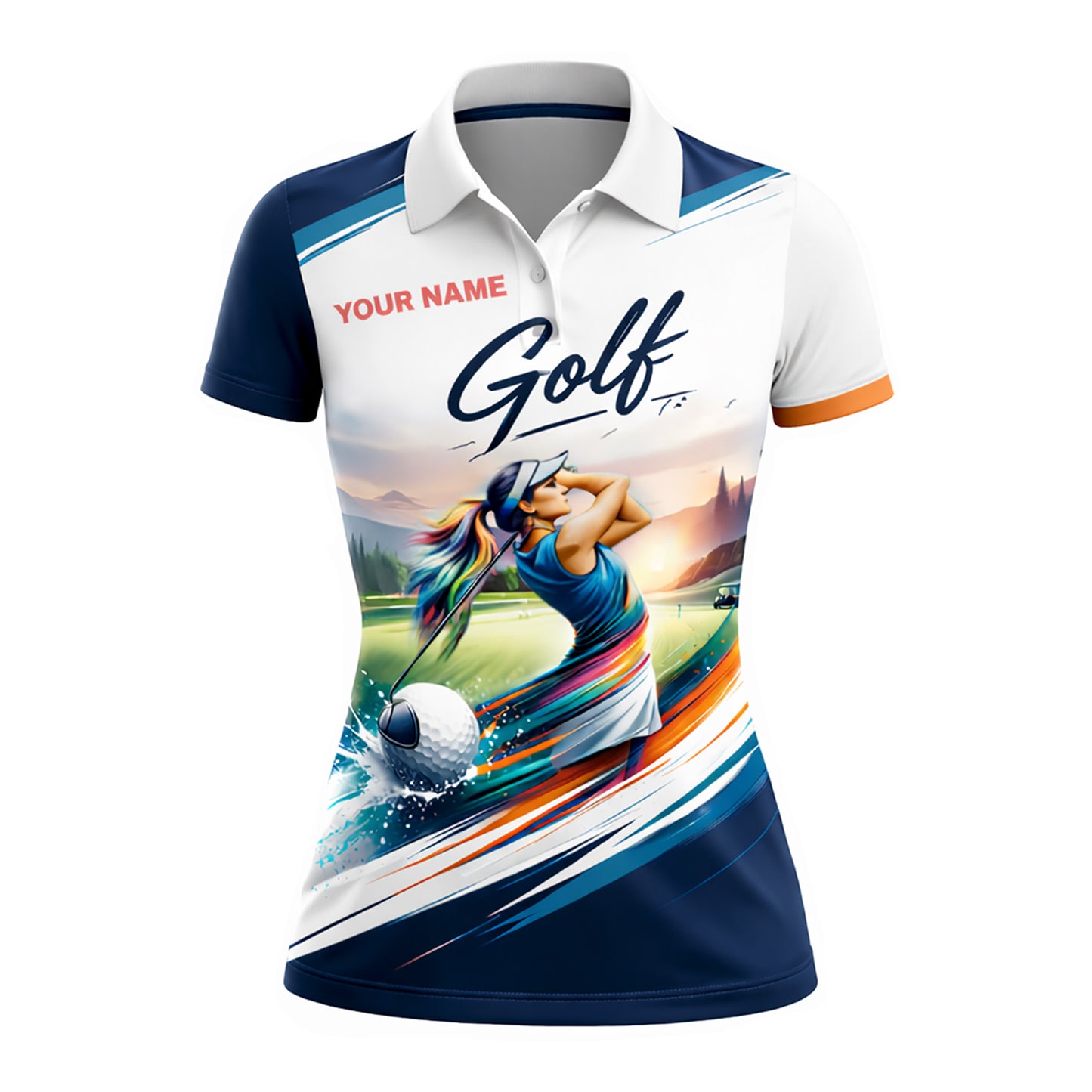 Women Golf Polo Shirt Personalized Name Golf Player Graphic Performance Polo Shirt