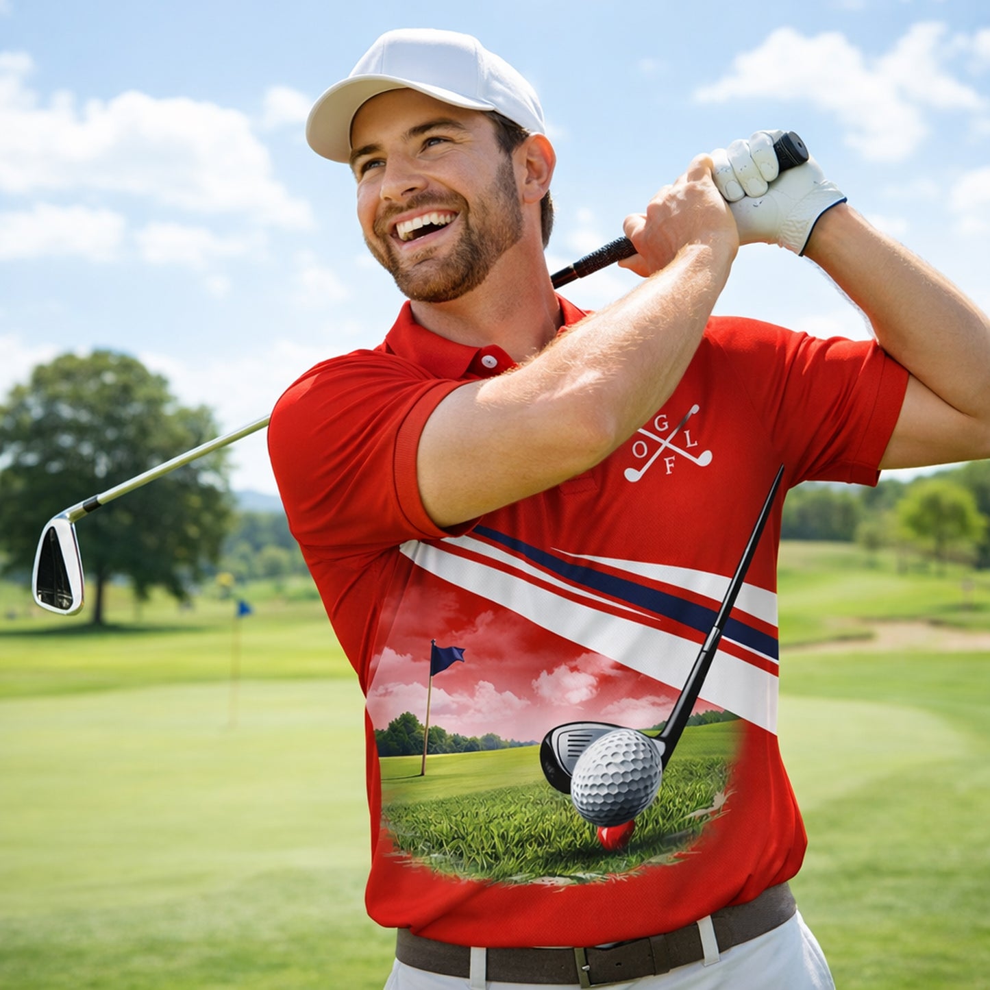Custom Golf Polo Shirt Funny Golfer Design Your Hole Is My Goal Personalized Name Performance Polo Red