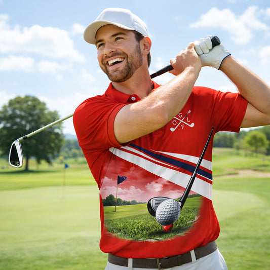 Custom Golf Polo Shirt Funny Golfer Design Your Hole Is My Goal Personalized Name Performance Polo Red