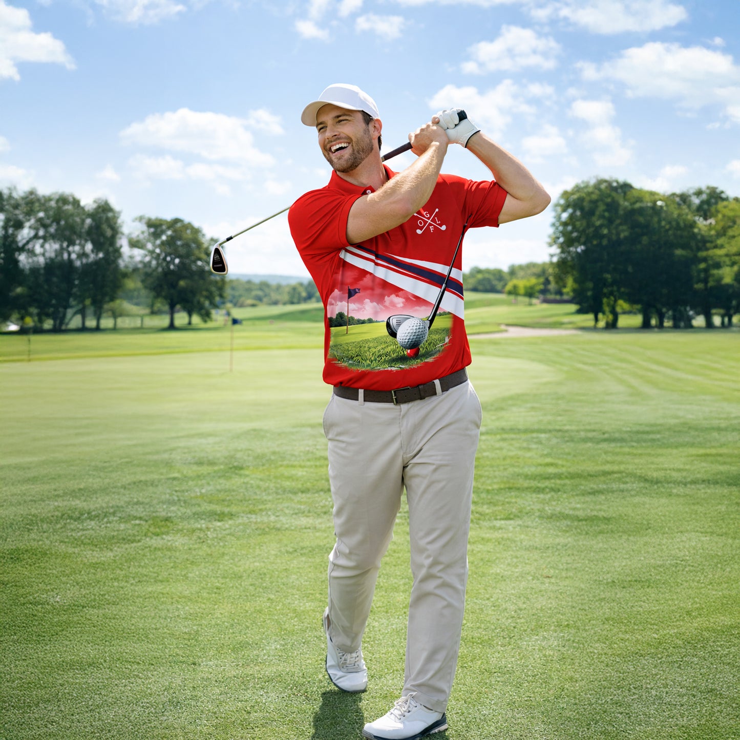 Custom Golf Polo Shirt Funny Golfer Design Your Hole Is My Goal Personalized Name Performance Polo Red