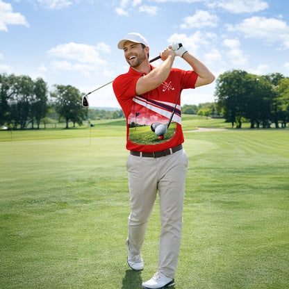 Custom Golf Polo Shirt Funny Golfer Design Your Hole Is My Goal Personalized Name Performance Polo Red