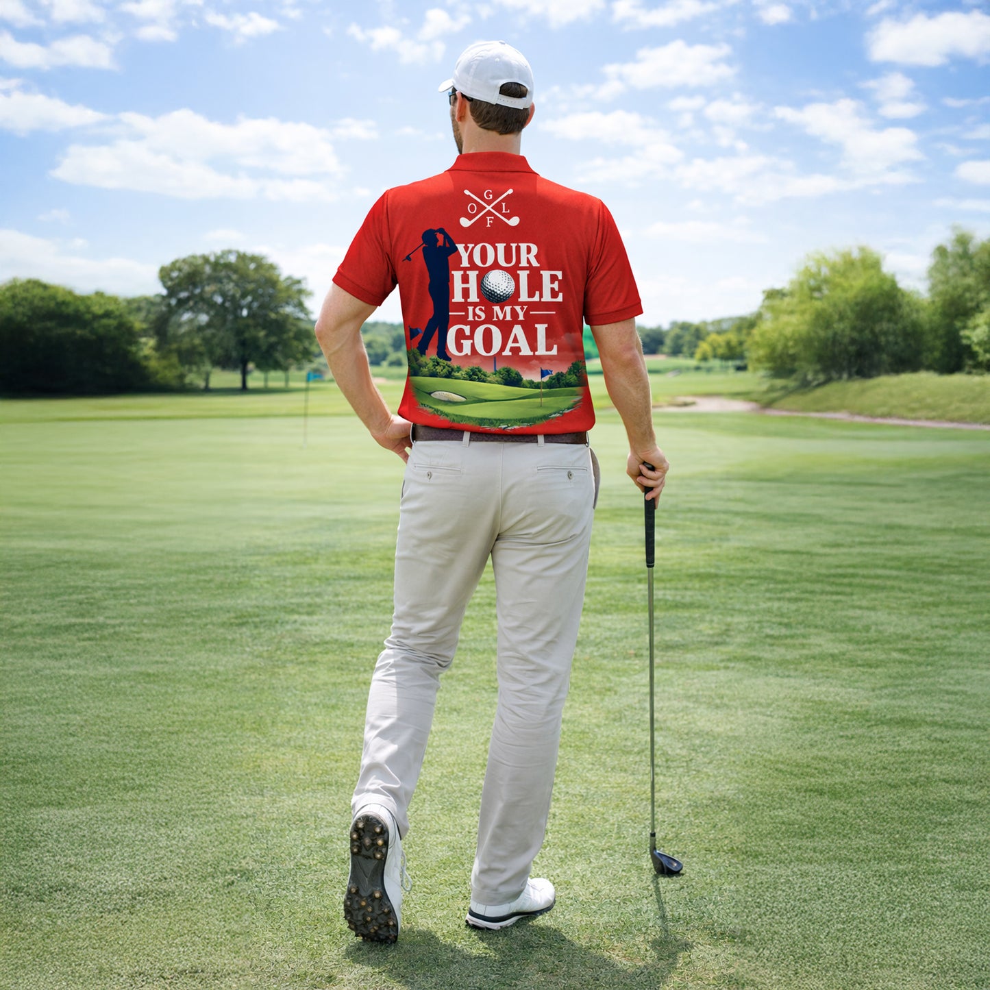 Custom Golf Polo Shirt Funny Golfer Design Your Hole Is My Goal Personalized Name Performance Polo Red