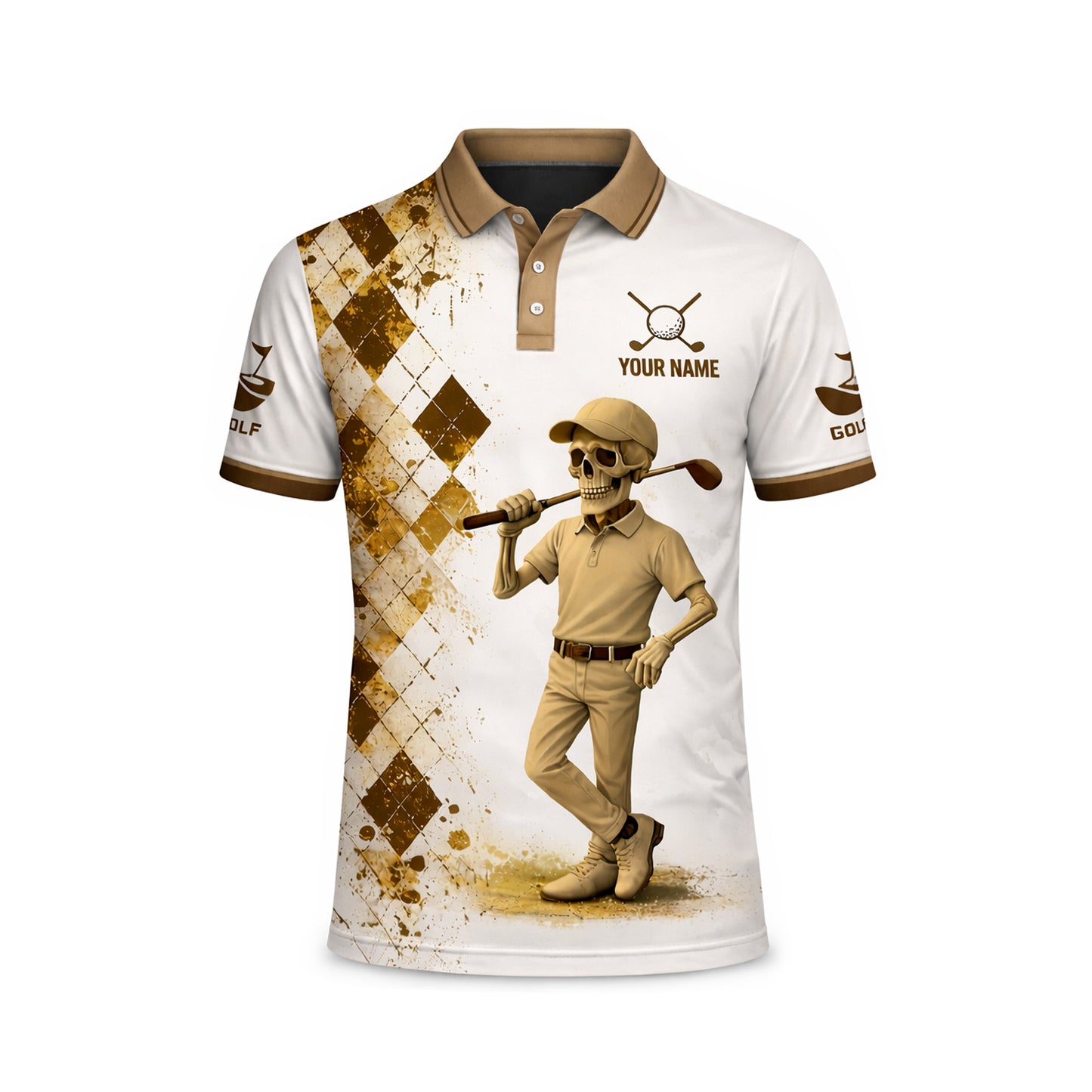 Custom Golf Polo Shirt Funny Skull Golfer Your Hole Is My Goal Personalized Name All Over Print Performance Shirt