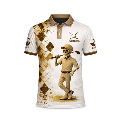 Custom Golf Polo Shirt Funny Skull Golfer Your Hole Is My Goal Personalized Name All Over Print Performance Shirt