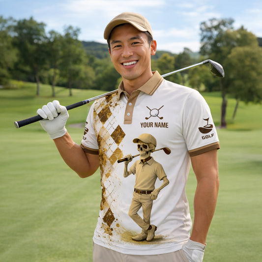 Custom Golf Polo Shirt Funny Skull Golfer Your Hole Is My Goal Personalized Name All Over Print Performance Shirt