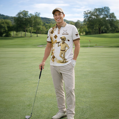 Custom Golf Polo Shirt Funny Skull Golfer Your Hole Is My Goal Personalized Name All Over Print Performance Shirt