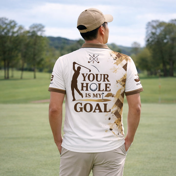 Custom Golf Polo Shirt Funny Skull Golfer Your Hole Is My Goal Personalized Name All Over Print Performance Shirt