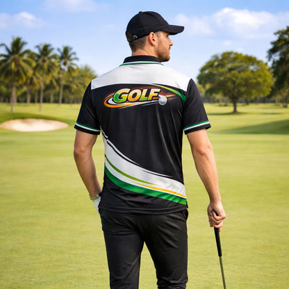 Custom Golf Polo Shirt Personalized Name Tropical Course Graphic All Over Print Performance Shirt