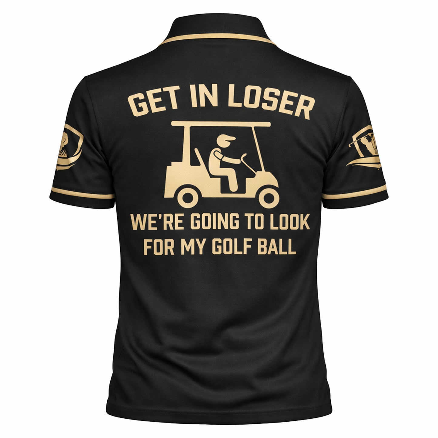 Funny Golf Skeleton Polo Shirt Get In Loser Golf Cart Humor Personalized Golf Shirt