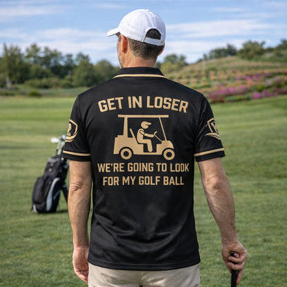 Funny Golf Skeleton Polo Shirt Get In Loser Golf Cart Humor Personalized Golf Shirt
