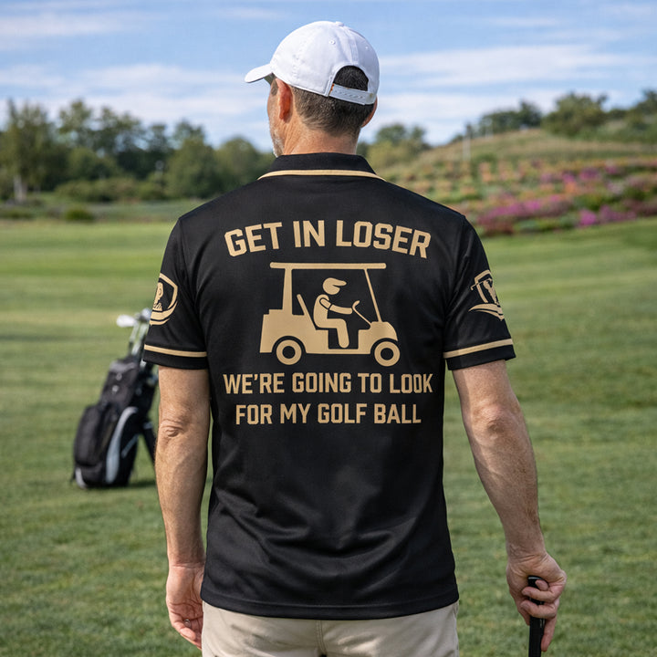 Funny Golf Skeleton Polo Shirt Get In Loser Golf Cart Humor Personalized Golf Shirt