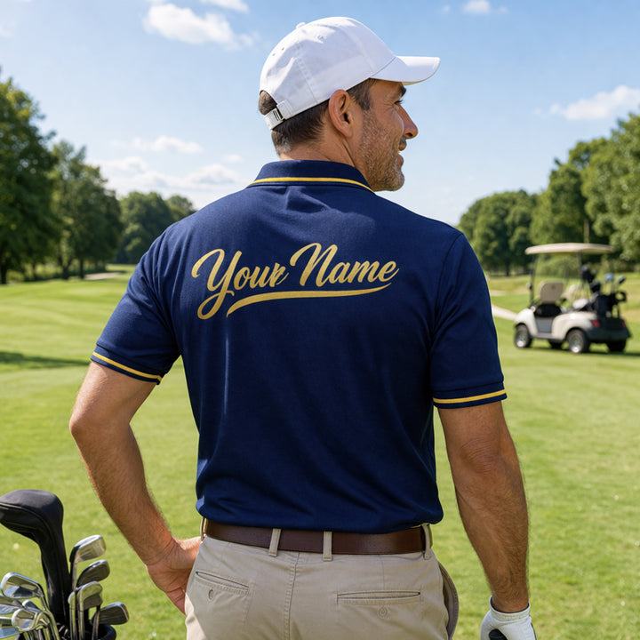 Custom Golf Polo Shirt Golf And Beer Funny Design Personalized Name Performance Shirt Navy Blue