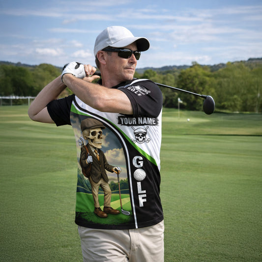 Skull Golf Polo Shirt Funny Swing Swear Look For Ball Repeat Personalized Name Performance Shirt