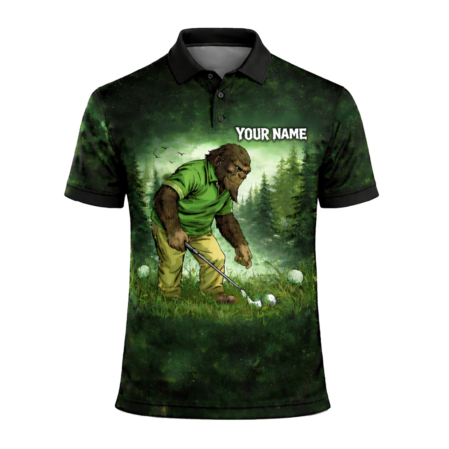 Bigfoot Golf Polo Shirt Funny Not All Who Wander Are Lost Golf Balls Personalized Shirt