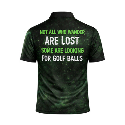 Bigfoot Golf Polo Shirt Funny Not All Who Wander Are Lost Golf Balls Personalized Shirt