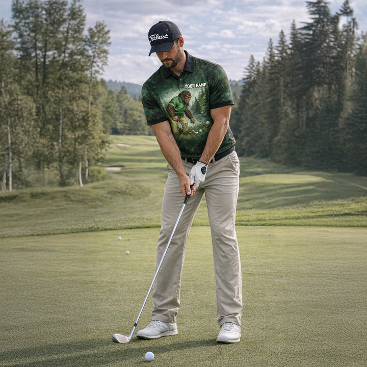 Bigfoot Golf Polo Shirt Funny Not All Who Wander Are Lost Golf Balls Personalized Shirt
