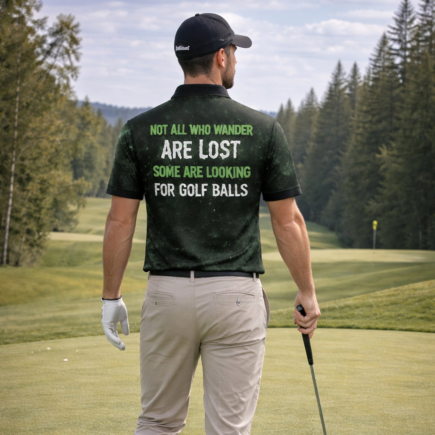 Bigfoot Golf Polo Shirt Funny Not All Who Wander Are Lost Golf Balls Personalized Shirt