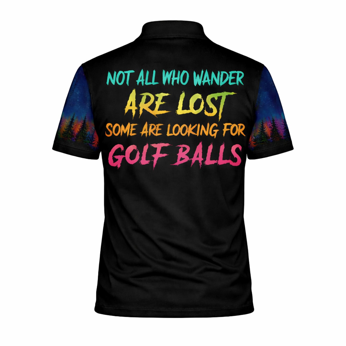 Funny Bigfoot Golf Polo Shirt Personalized Name Sasquatch Golfer Night Scene Graphic Shirt