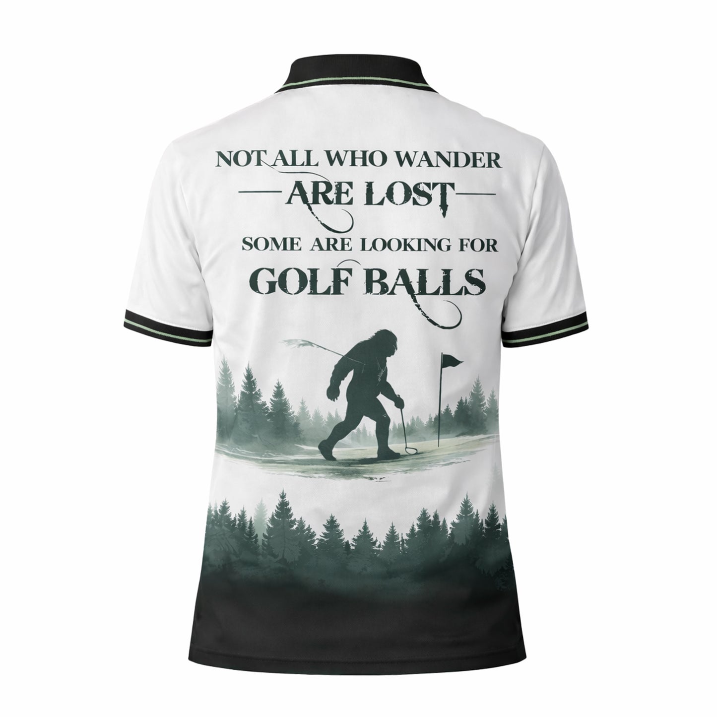 Personalized Bigfoot Golf Polo Shirt Funny Golfer Sasquatch Design Custom Name Breathable Performance Tee