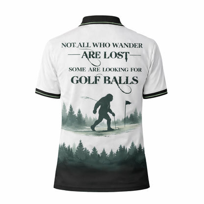 Personalized Bigfoot Golf Polo Shirt Funny Golfer Sasquatch Design Custom Name Breathable Performance Tee