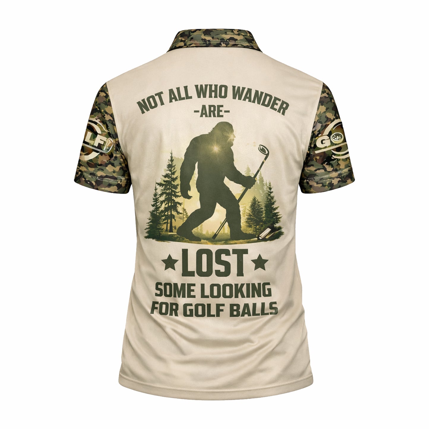 Bigfoot Golf Polo Shirt Funny Golfer Custom Name Camo Short Sleeve Performance Shirt