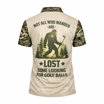 Bigfoot Golf Polo Shirt Funny Golfer Custom Name Camo Short Sleeve Performance Shirt